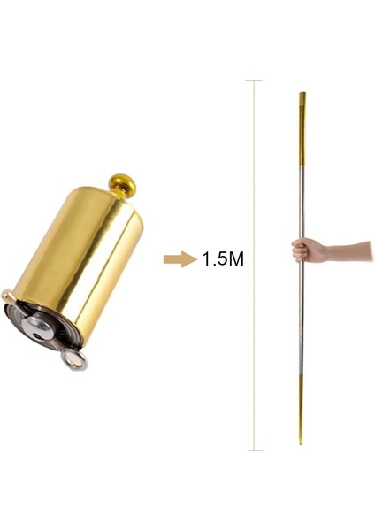 Altın ve Gümüş 1.3m Stili Çelik Baston Cep Asası Sihirli Sahne Trick Hile Sihirbaz Değnek Teleskopik Çubuk Metal Asa Geri Çekilebilir Kutu (Yurt Dışından)