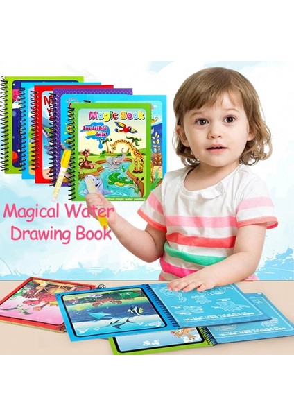 No.4 Tarzı Çocuklar Büyülü Kitap Su Çizim Montessori Oyuncaklar Yeniden Kullanılabilir Boyama Kitabı Sihirli Su Çizim Kitabı Duyusal Erken Eğitim Oyuncaklar (Yurt Dışından)