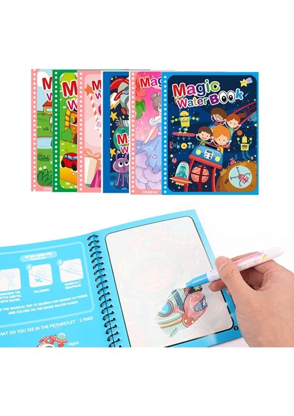 No.4 Tarzı Çocuklar Büyülü Kitap Su Çizim Montessori Oyuncaklar Yeniden Kullanılabilir Boyama Kitabı Sihirli Su Çizim Kitabı Duyusal Erken Eğitim Oyuncaklar (Yurt Dışından)