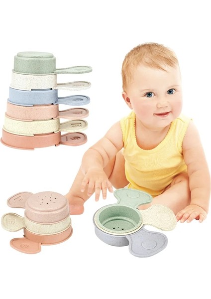 L Tarzı Bebek Banyo Oyuncakları Istifleme Fincan Oyuncaklar Renkli Erken Eğitici Bebek Oyuncakları Tekne Şeklinde Yığılmış Bardak Gökkuşağı Katlanır Kule Oyuncaklar Hediye (Yurt Dışından)