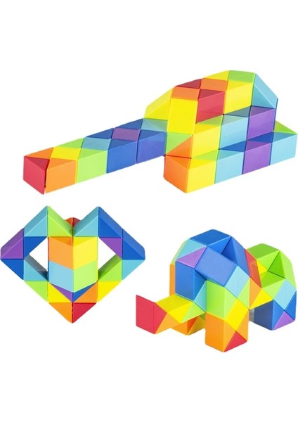 No.36 Tarzı Dingsheng 24 ve Segmentler Magic Rule Snake Çok Renkli 3D Bulmaca Fidget Gam Fidge Cube Twist Dönüştürülebilir Çocuk Puzzl (Yurt Dışından)