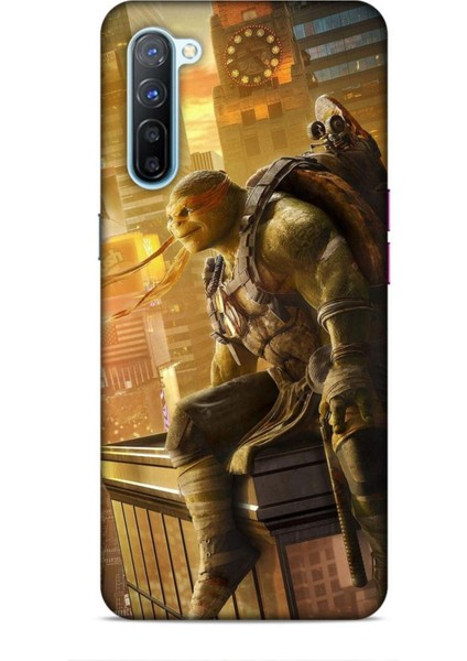Oppo Reno 3 Kılıf Caliburn 10 Michelengelo Ninja Kablumbağalar Full Hd Kılıf