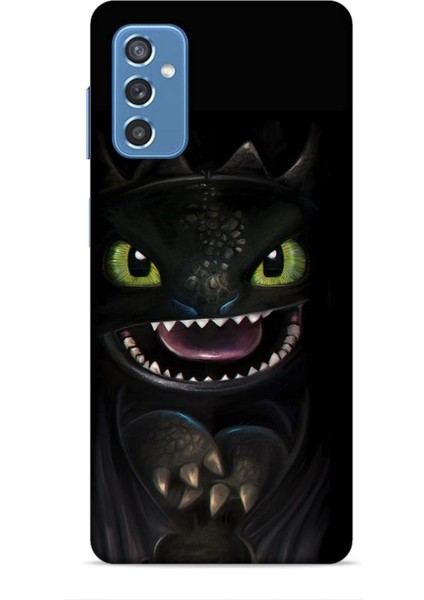 Samsung Galaxy M52 Kılıf Caliburn 30 Kara Ejderha Kenarları Şeffaf Kapak