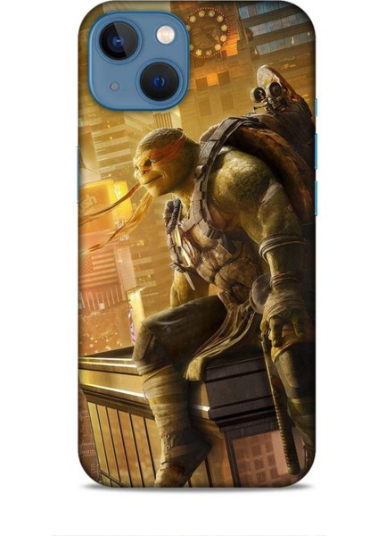 Apple iPhone 13 Kılıf Caliburn 10 Michelengelo Ninja Kablumbağalar Full Hd Kılıf