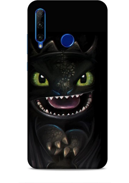 Honor 20 Lite Kılıf Caliburn 30 Kara Ejderha Kenarları Şeffaf Kapak