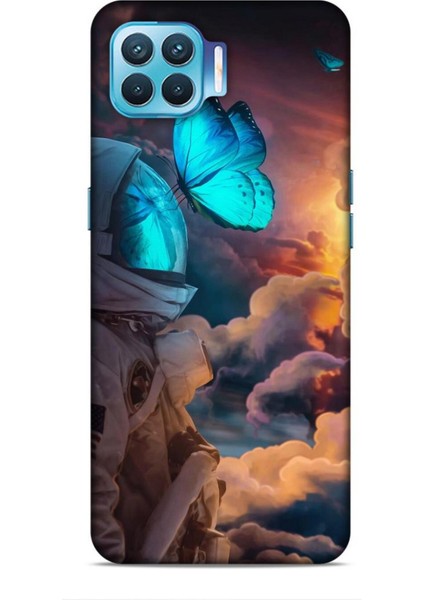 Oppo Reno 4 Lite Kılıf Caliburn 4 Mavi Kelebek Silikon Kılıf