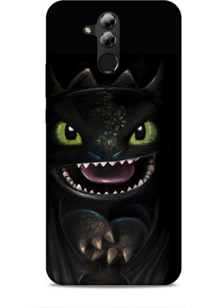 Huawei Mate 20 Lite Kılıf Caliburn 30 Kara Ejderha Kenarları Şeffaf Kapak