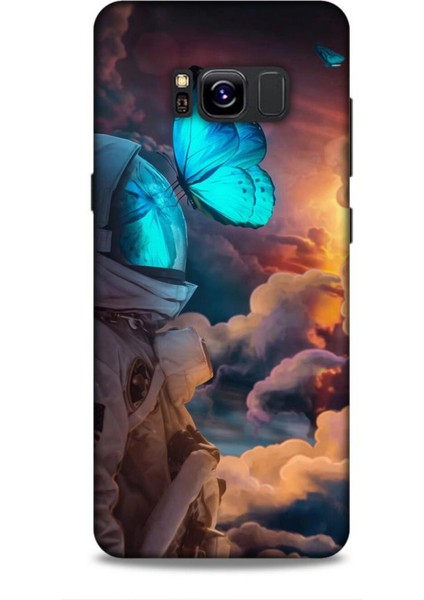 Samsung Galaxy S8 Kılıf Caliburn 4 Mavi Kelebek Silikon Kılıf