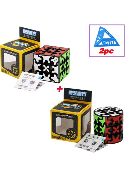 Silindir ve 3x3 Stili Qiyi Küp Dişli Küp Mofangge Manjik Bulmaca Oyuncakları Dişli Küpler Top Silindir Piramit Piramorfik 3x3 Hız Küpleri Dişliler Yapboz (Yurt Dışından)
