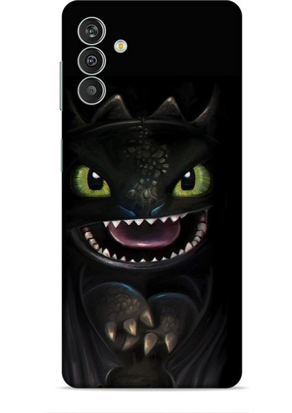 Samsung Galaxy M13 Kılıf Caliburn 30 Kara Ejderha Kenarları Şeffaf Kapak