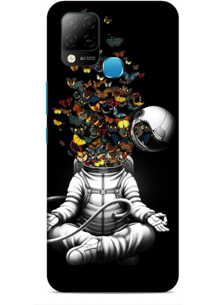 Infinix Hot 10T Kılıf Caliburn 1 Astronot ve Kelebekler Telefon Kılıfı