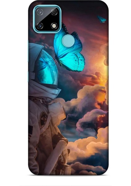 Realme C25 Kılıf Caliburn 4 Mavi Kelebek Silikon Kılıf