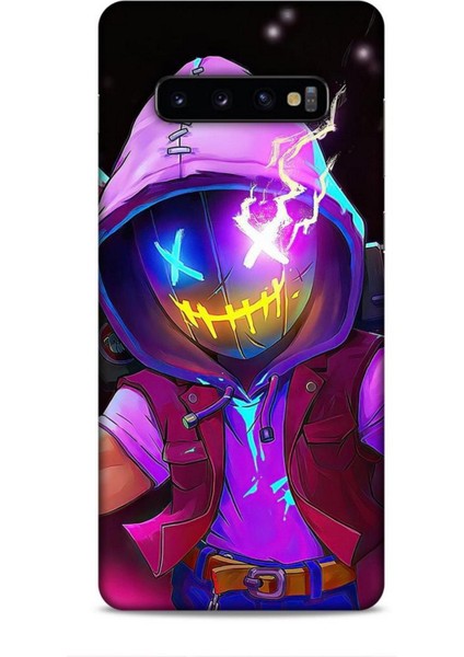 Samsung Galaxy S10 Plus Kılıf Caliburn 19 Maskeli Pembe Tam Koruma Kılıf