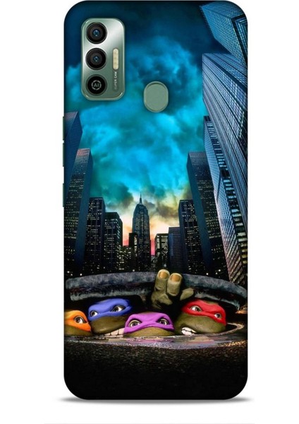 Tecno Spark 7t Kılıf Caliburn 11 Ninja Kablumbağalar 4K Baskılı Kılıf