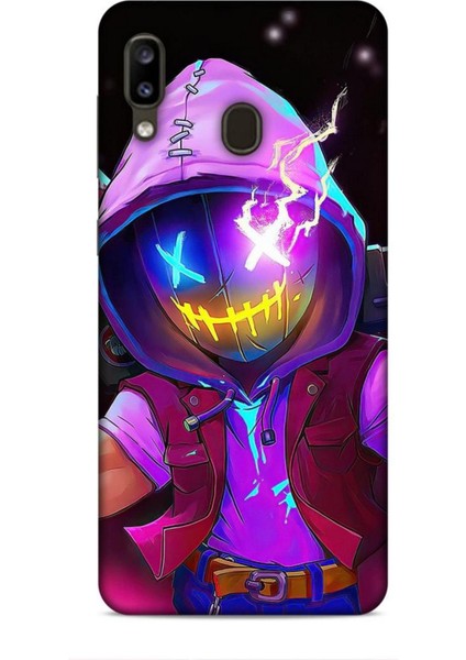 Samsung Galaxy A20 Kılıf Caliburn 19 Maskeli Pembe Tam Koruma Kılıf