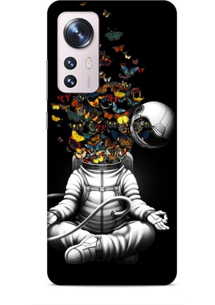 Xiaomi 12 Kılıf Caliburn 1 Astronot ve Kelebekler Telefon Kılıfı