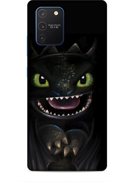 Samsung Galaxy S10 Lite Kılıf Caliburn 30 Kara Ejderha Kenarları Şeffaf Kapak