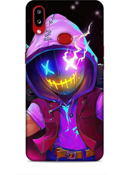 Samsung Galaxy A10S Kılıf Caliburn 19 Maskeli Pembe Tam Koruma Kılıf