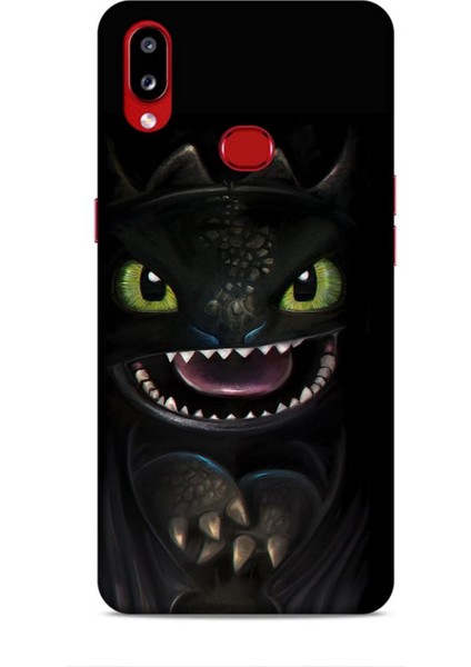 Samsung Galaxy A10S Kılıf Caliburn 30 Kara Ejderha Kenarları Şeffaf Kapak