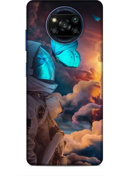 Xiaomi Poco X3 Pro Kılıf Caliburn 4 Mavi Kelebek Silikon Kılıf