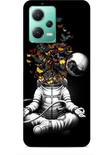 Xiaomi Poco X5 5g Kılıf Caliburn 1 Astronot ve Kelebekler Telefon Kılıfı