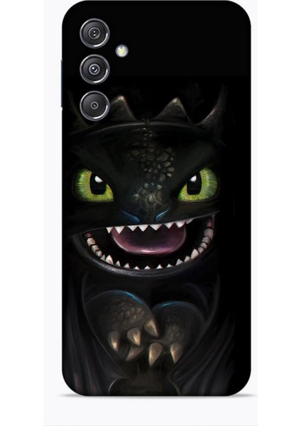 Samsung Galaxy M34 5g Kılıf Caliburn 30 Kara Ejderha Kenarları Şeffaf Kapak