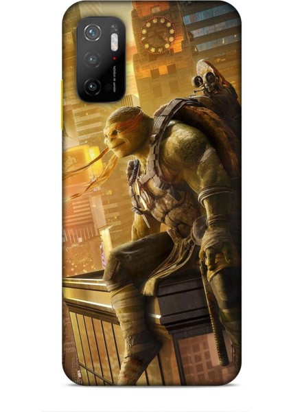 Xiaomi Poco M3 Pro Kılıf Caliburn 10 Michelengelo Ninja Kablumbağalar Full Hd Kılıf