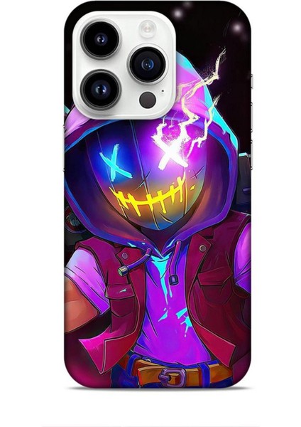 Apple iPhone 14 Pro Kılıf Caliburn 19 Maskeli Pembe Tam Koruma Kılıf