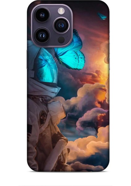 Apple iPhone 14 Pro Max Kılıf Caliburn 4 Mavi Kelebek Silikon Kılıf