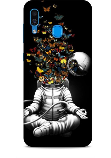 Samsung Galaxy A30 Kılıf Caliburn 1 Astronot ve Kelebekler Telefon Kılıfı