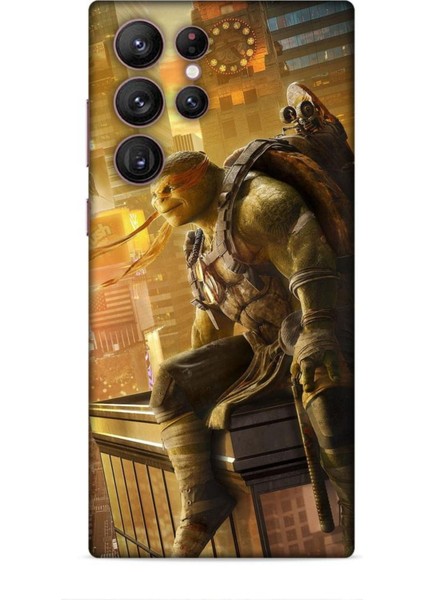Samsung Galaxy S22 Ultra Kılıf Caliburn 10 Michelengelo Ninja Kablumbağalar Full Hd Kılıf