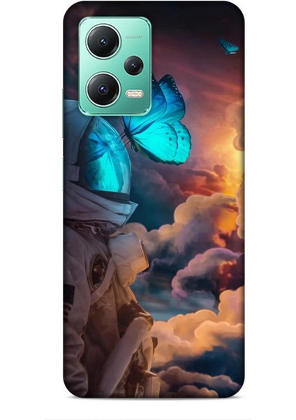 Xiaomi Poco X5 5g Kılıf Caliburn 4 Mavi Kelebek Silikon Kılıf