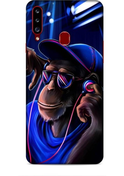 Samsung Galaxy A20S Kılıf Caliburn 20 Maymun Mavi Renkli Kılıf