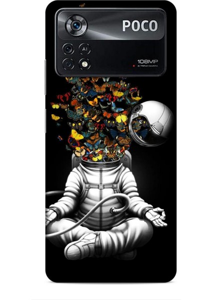 Xiaomi Poco X4 Pro 5g Kılıf Caliburn 1 Astronot ve Kelebekler Telefon Kılıfı