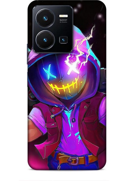 Vivo Y35 Kılıf Caliburn 19 Maskeli Pembe Tam Koruma Kılıf