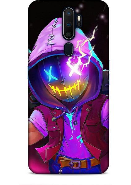 Oppo A9 2020 Kılıf Caliburn 19 Maskeli Pembe Tam Koruma Kılıf