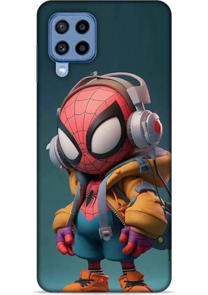 Samsung Galaxy M22 Kılıf Caliburn 25 Spiderman Bebek Soyulmayan Kılıf