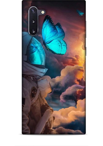 Samsung Galaxy Note 10 Kılıf Caliburn 4 Mavi Kelebek Silikon Kılıf