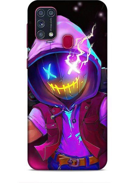 Samsung Galaxy M31 Kılıf Caliburn 19 Maskeli Pembe Tam Koruma Kılıf