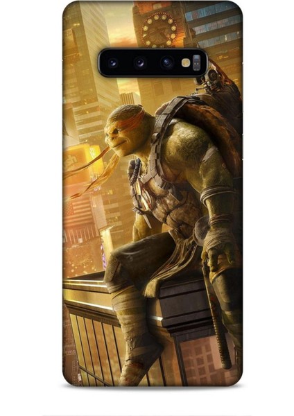 Samsung Galaxy S10 Plus Kılıf Caliburn 10 Michelengelo Ninja Kablumbağalar Full Hd Kılıf