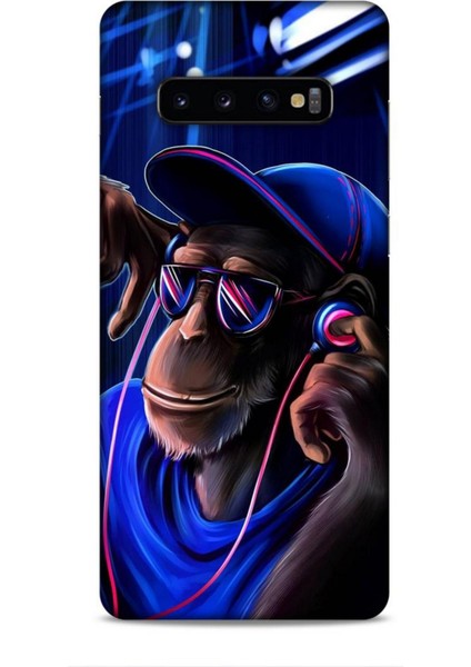 Samsung Galaxy S10 Plus Kılıf Caliburn 20 Maymun Mavi Renkli Kılıf