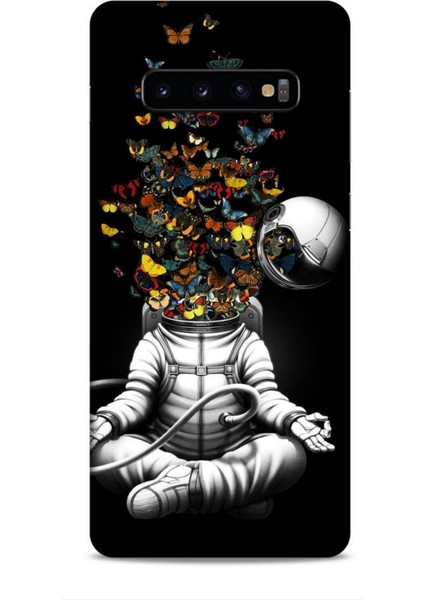 Samsung Galaxy S10 Plus Kılıf Caliburn 1 Astronot ve Kelebekler Telefon Kılıfı