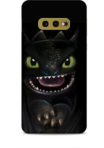 Samsung Galaxy S10E Kılıf Caliburn 30 Kara Ejderha Kenarları Şeffaf Kapak