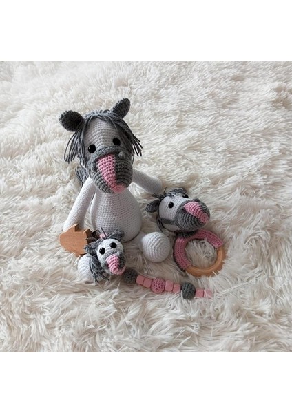 Şirin At Seti Yeni Doğan Takımı Amigurumi Organik Oyuncak