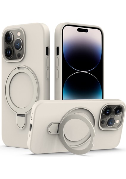 İPhone 14 Pro Max Kickstand Case PC+Silikon Kapağı Magsafe-Antique White ile Uyumlu (Yurt Dışından)