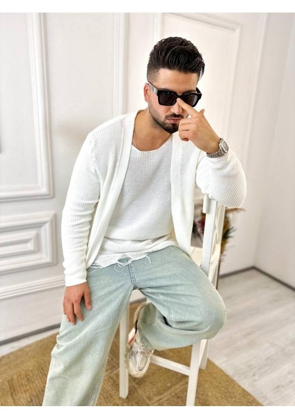 Hırka Örgülü Şal Yaka Mevsimlik Tüylenmez Örgü Triko Hırka