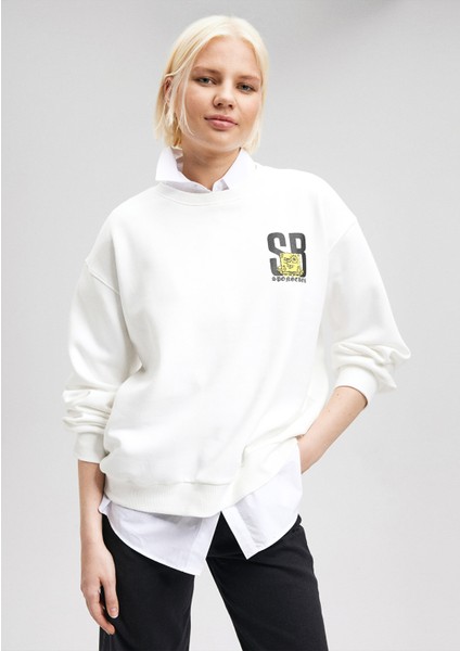 Spongebob Baskılı Beyaz Sweatshirt1S10126-70057