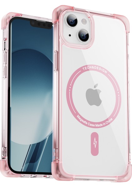Magsafe ile Uyumlu iPhone13 6.1 Inç Kasa Için Ysm Takviyeli Köşeler Serisi Clear Big Arka Lens Deliği Kapak Tercüman Pembesi (Yurt Dışından)