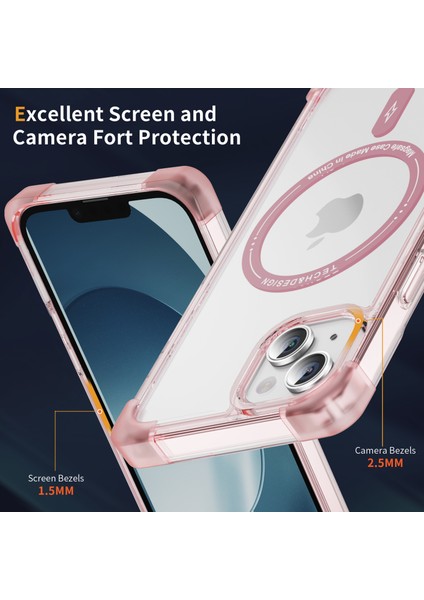 Magsafe ile Uyumlu iPhone13 6.1 Inç Kasa Için Ysm Takviyeli Köşeler Serisi Clear Big Arka Lens Deliği Kapak Tercüman Pembesi (Yurt Dışından) fiyatları