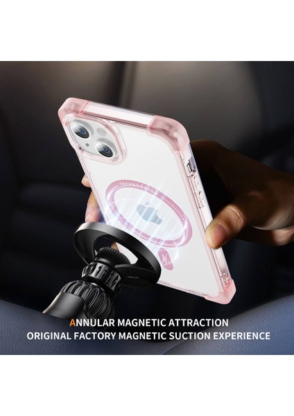Magsafe ile Uyumlu iPhone13 6.1 Inç Kasa Için Ysm Takviyeli Köşeler Serisi Clear Big Arka Lens Deliği Kapak Tercüman Pembesi (Yurt Dışından) modelleri